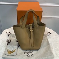 經典配色🤎Hermes Picotin 18 餅乾色配金扣