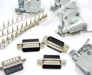4 Sets Crimp Type DB15 Male + Plastic Hoods + Pins Set, D-Sub 15P Male Crimp Connector, Pin & Hood K