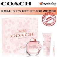 Coach New York Floral 3 Pcs Gift Set for Women (90ml EDP+7.5ml Pure Spray+100ml Body Lotion) Eau de Parfum [Brand New 100% Authentic Perfume/Fragrance]