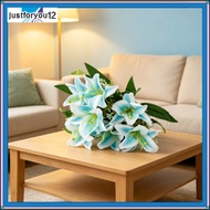[JTFY] Silk Lily Flower Bouquet 7 Blooms Wedding Home Decor Table Centerpiece Rose Red