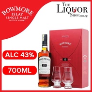 Bowmore 15 Years Old 700ml Gift Set (Free 2 Whisky Glass)