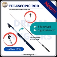 (NEW MODEL) Telescopic (8 Feet Kaki 240cm 2.4m) Spinning Fishing Rod Joran Ikan DreamAnglers