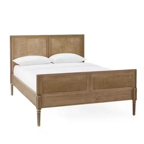 American solid wood rattan bed 1.5 bed 1.8 bedroom double bed master bedroom oak furniture customiza