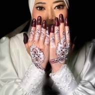 Inai Sticker Maroon Red White Exclusive Henna Sticker Design Pengantin