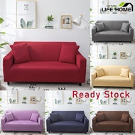 Solid color Sofa Cover 1 2 3 4 Seater Slipcover L Shape Sofa Seat Elastic Stretchable Couch Universal Anti-Skid Stretch Protector Slip Cushion with Free Pillow Cover and Foam Stick