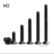 Nut Black Screw Tapered Head M2 Size 6-40 mm. For Tamiya Mini 4wd Can Cars Mini4wd And More.