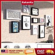 RakanKu Malaysia Premium Wooden Wall 10 Photo Frame Decor for House Office Restaurant Airbnb Black W