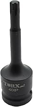 TEMO IP40 3 Inch Long Black Impact Torx Plus 6 Point Socket Bit 1/2 Inch Square Drive Auto Repair To