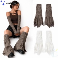 MASMETO Flared Leg Warmers, Grunge Style Irregular Hem Ripped Leg Covers, Vintage Distressed Ripped 