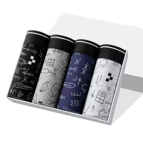 4PCS/Lot 6XL Underwear Men Cotton Boxer Man Breathable Boxer Brand Man Underpants Shorts Young Man M