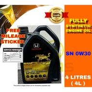 ( 100% ORIGINAL ) Engine Oil Fully Synthetic SP 0W30 4L FREE HONDA Oil Filter 1pc 0W30 0/30 Minyak E