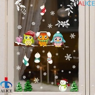 ALICE Branch Owl Wall Sticker, Branch Owl Snowflake Christmas Owl Glass Sticker, Cartoon DIY Waterpr