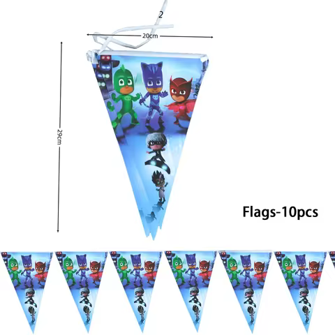 PJ Masks Birthday Party Decoration Banner PJ Mask Pennant Pulling Hanging Garland Flag Party Decor K