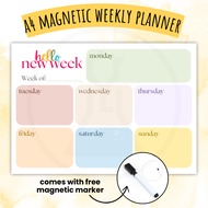 Weekly Magnetic Planner A4 (Reusable Planner, Meal Planner, Writing Notes) w/ Free Marker & Eraser