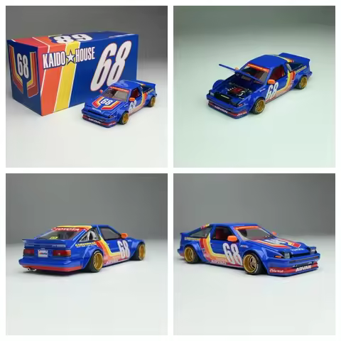 Kaido House x Mini GT 1:64 AE86 Sprinter Trueno Kaido Racing V1 Blue #196 JDM Alloy