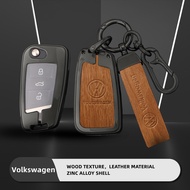 [Ready Stock]Volkswagen car key case for VW Golf 7 MK7 Tiguan MK2 Ateca Leon FR 2 Ibiza Zinc Alloy + wood texture and leather