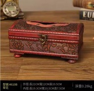 文記 - 復古木質商用抽紙盒子餐巾紙盒（草花款）#M144044054