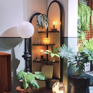 HESHIBOYA | Vintage Rattan Decor Corner Shelf Cabinet