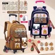 Wheeled School Bag Kids School Bag Trolley Children's Wheeled 2 or 6 Wheel Backpack Capybara backpac