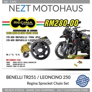 REGINA Benelli TRK251 Benelli Leoncino 250 Mettal Sprocket Chain Set ORO 520-110