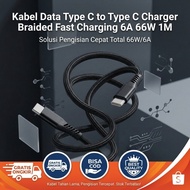 [Warung Motret] AUFU Type C to Type C Data Cable Charger Braided Fast Charging 6A 66W 1M - KD66