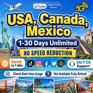 USA&Canada&Mexico eSIM 5G High speed 3-30 Days Unlimited Data AT&T/Rogers/Telcel/T-Mobile eSIM Card