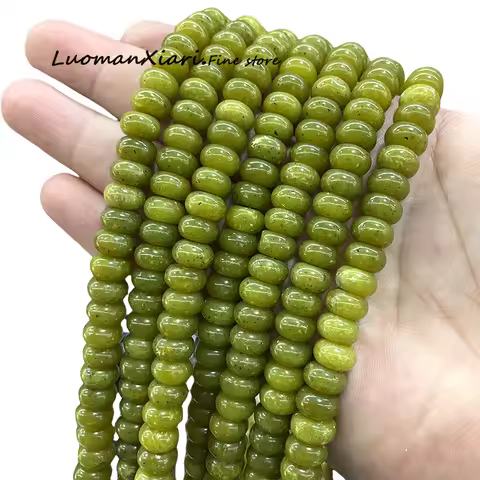 10x6MM Abacus Natural Stone AA Taiwan Green Jade Rondelle Loose Spacer Beads for Jewelry Making DIY 