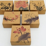Brown paper cake box 12x12x4.8cm 5 pcs paper moon cake /cookies gifts west Point baked goods china style flower box