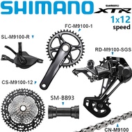 Shimano XTR M9100 Groupset 12 Speed Mountain Bicycle M9100 Crankset Right Shifter Lever Rear Derauilleur 10-51T Cassette 126 Links Chain With BB93 Bottom Bracket Original Bicycle Kit