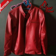 JAKET KULIT MERAH / JAKET MOTOR MERAH leather jacket