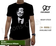 Kaos distro anonymous hacker hitam tshirt pria baju cowok