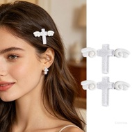 Crazy 2  Punk Rock Hair Clip Crucifix Wing Decoration Barrette For Various Outfit