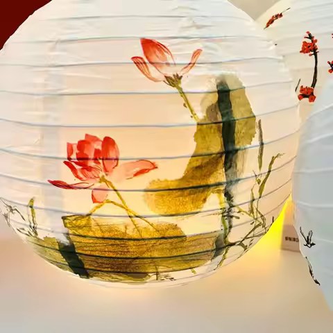 Gifts National Day Festival Party Mid-autumn Festival Home Decoration Paper Lantern Lampshade Round 