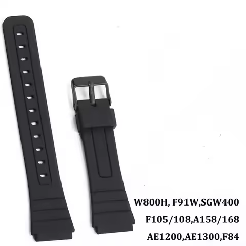 Silicone Watch Strap for CASIO F91W W-800H 18mm for W800H SGW400 F91W F84 F105/108 A158/168 AE1200/1