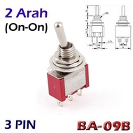 Toggle Switch 3 Pin 2 Way 6A 125V Small Togel Switch KNX-1 2 Way ON-ON 3 Pin Metal Lever BA-09B