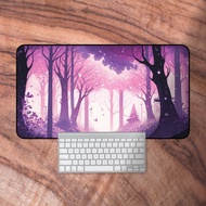 Pink Kawaii Desk Mat, Enchanted Forest Desk Mat, Cute Pink Keyboard Mat, Oversized Cute Deskmat, Kawaii Gifts for Her