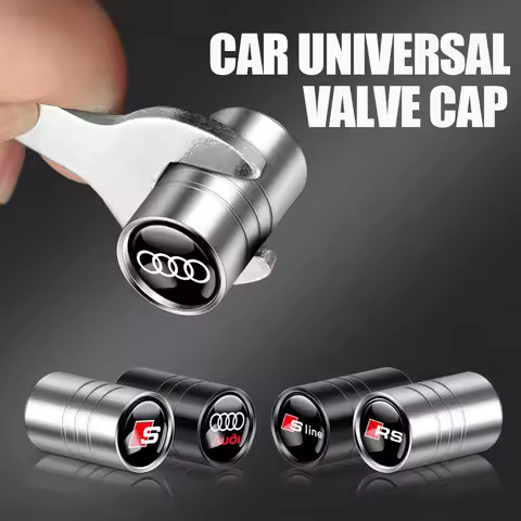 3D Metal Car Wheel Tire Valve Caps Tyre Air Stem Covers Accessories For Audi OOOO SLINE RS S TT A4 B