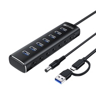 Rshtech A107 trung tâm USB 7 Cổng USB 3.1/3.2 Gen 2 Hub 10Gbps Với USB-A Để USB-C Cáp dữ liệu công t