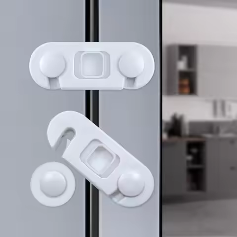 Child Proof Fridge Lock with 3M Adhesive Freezer Locks Dual-Sided Opening No Drill No Screw More Sec