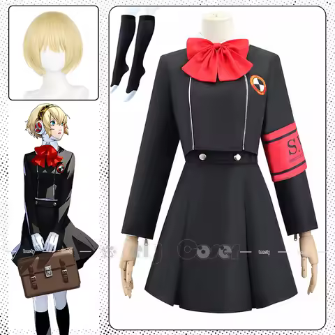 Aigis Cosplay Costume Wig Anime Persona 3 Aegis Dress Uniform Stockings Megami Tensei Shirt Skirt Ha