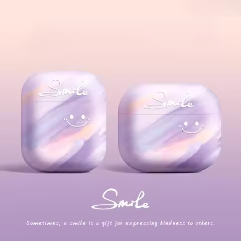 Ins Cloud Moon Pink Purple Cartoon Cute Earphone Case for Apple Airpods 4 3 2 1 Pro 2nd frosting Smi