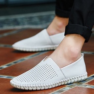 ❁ Cross-border large size leather shoes yards 48 men's breathable peas spring first layer slip-on hollow 49