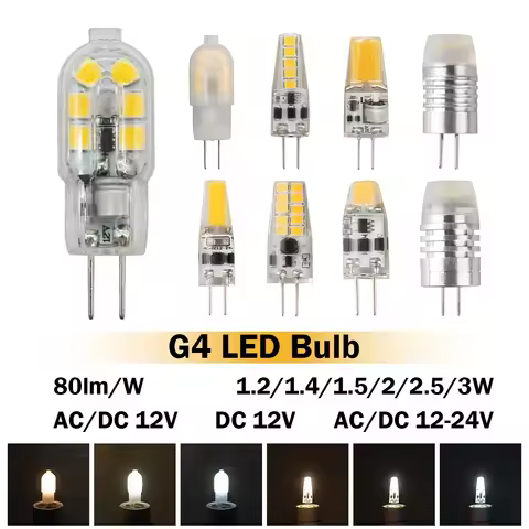 2-20PCS High Light Low Power LED G4 Bulb AC DC 12V 24V 1.2W 1.4W 1.5W 2W 3W Efficiency Strobe Free f