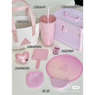 3ce Cherry Blossom Powder Cosmetic Case Lotus Pink Backpack Translucent Hand-held Mirror Double-laye