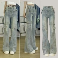 DaDuHey American vintage low waist stretch slimming thin work bow micro flare jeans