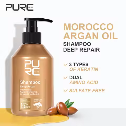 PURC Amino Acid Shampoo Conditioner Morocco Argan Oil Sulfate-Free Smoothing Keratin Hair Treatment 