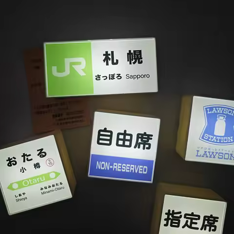 Creative Miniature Light Sign Tourist Souvenir Lawson Fridge Magnets Japanese Hokkaido Otaru Asahika