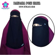 Dasmont Fashion Bandana Poni Cadar Mutiara Niqab Sifon Silk Jetblack Arab 2 Lapis