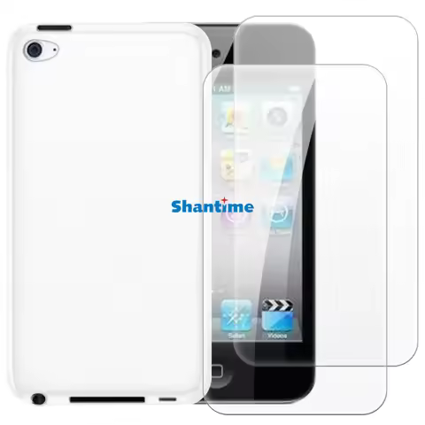 Soft Case + 2 Pack Tempered Glass Screen Protectors for iPod Touch 4 Full-Body Protection, Shockproo