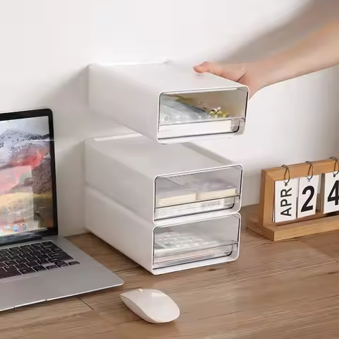 For Bedroom Study Stack Combination Portable Storage Cabinet Transparent Desktop Storage Box Drawer